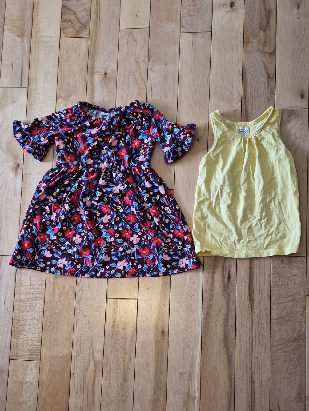 Girls Size 3T Old Navy Floral Short-Sleeve Dress And Yellow Tank Top